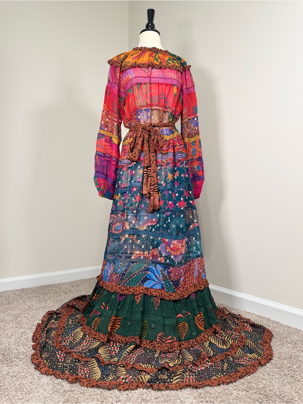 FARM Rio Multicolor Floral Maxi Dress in Red, Pink, Orange, Blue & Green - Picture 2 of 13